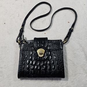 Brahmin Black Crocodile Embossed Crossbody Bag